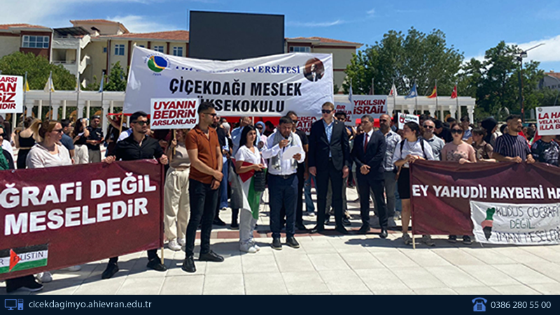 Çiçekdağı Meslek Yüksekokulu Öğrencileri Filistin İçin Dayanışma Yürüyüşü Düzenledi