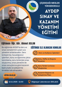 Bilgisayar Teknolojileri Bölüm Başkanı Öğr. Gör. Ahmet ASLAN Tarafından AYDEP Sınav ve Kazanım Yönetimi Eğitimi Gerçekleştirildi