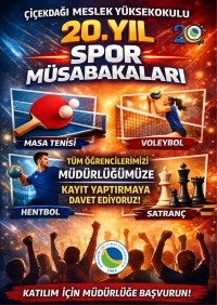 Çiçekdağı MYO’da 20. Yıl Spor Müsabakaları Başlıyor