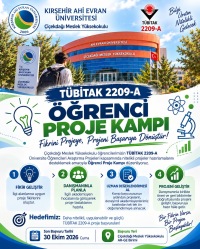 Çiçekdağı MYO’da TÜBİTAK 2209-A Öğrenci Proje Kampı Başlıyor
